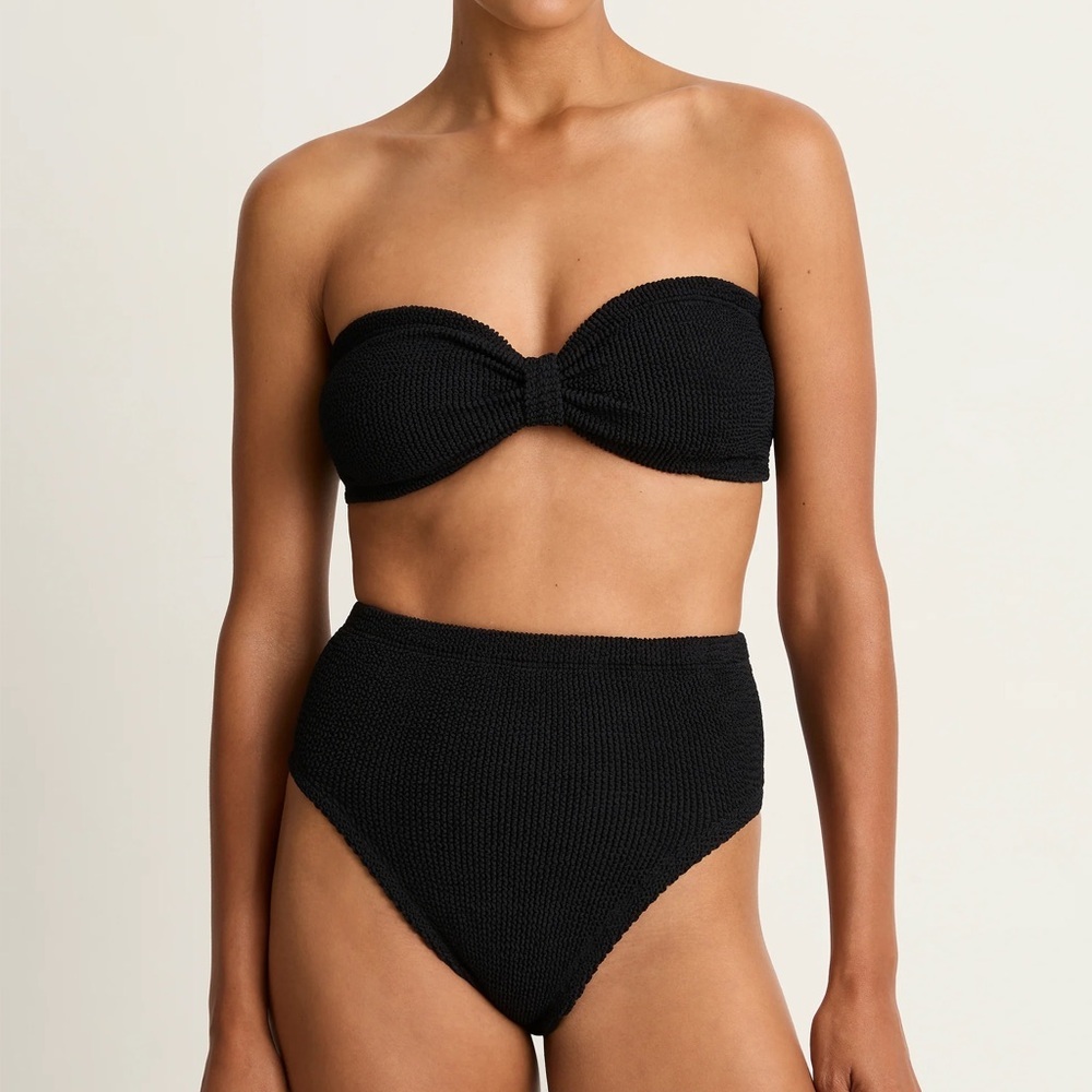Hunza G Black Ruby Bikini Set Crinkle Rosie Strapless Bandeau High Waisted
